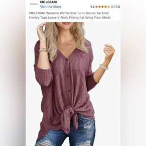 Mauve Button-Down Knit Top